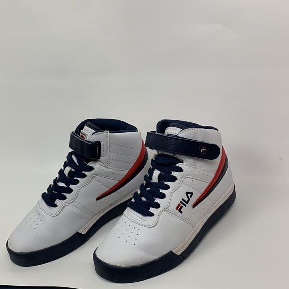 Fila v3SC60527-125 Hightop White, Navy, and Red Basketball Sneakers - Picture 2 of 14
